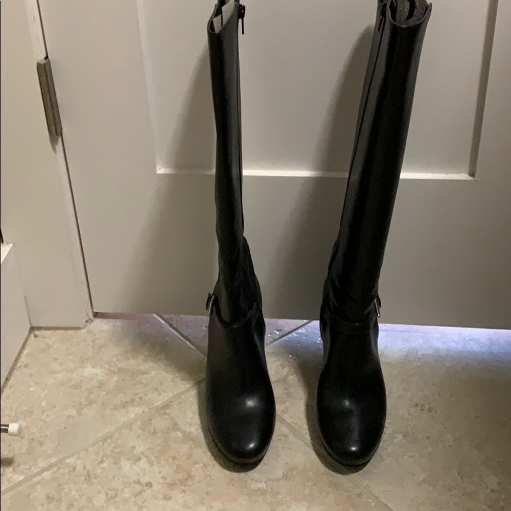 Nine West Knee high stack heel leather boots